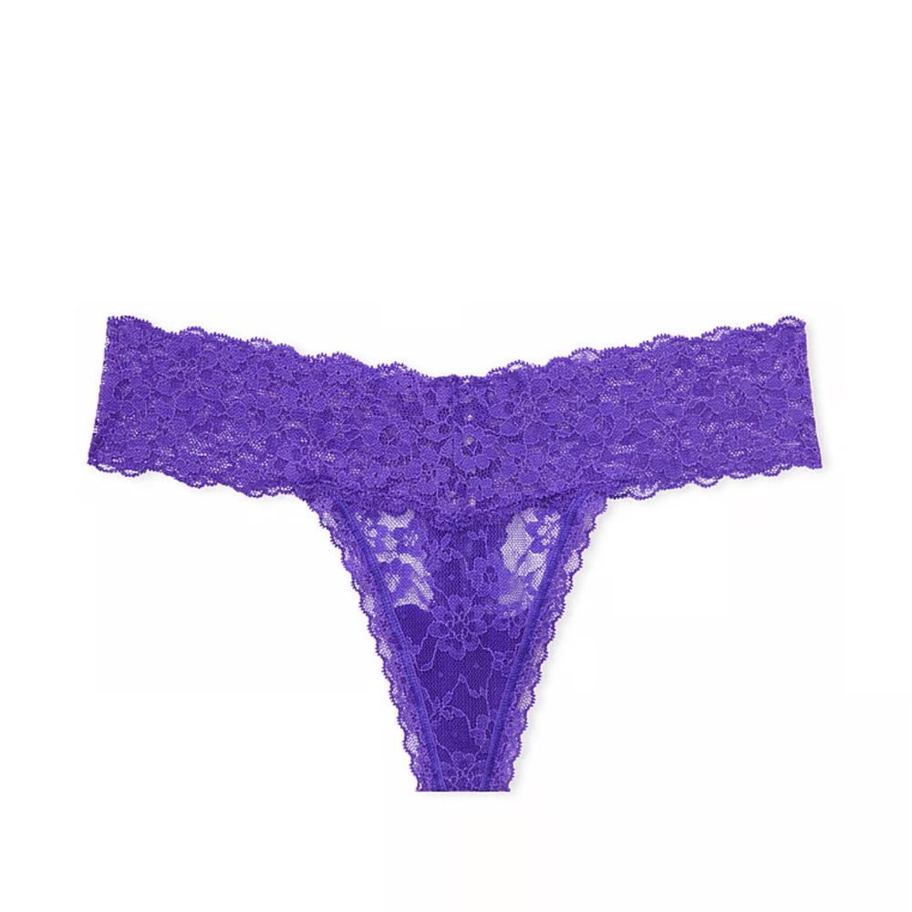 Victoria secret panty thong lace - up purple size large L